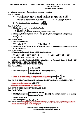 Kiểm tra chất lượng kọc kỳ I năm học 2011  2012 môn Toán 10
